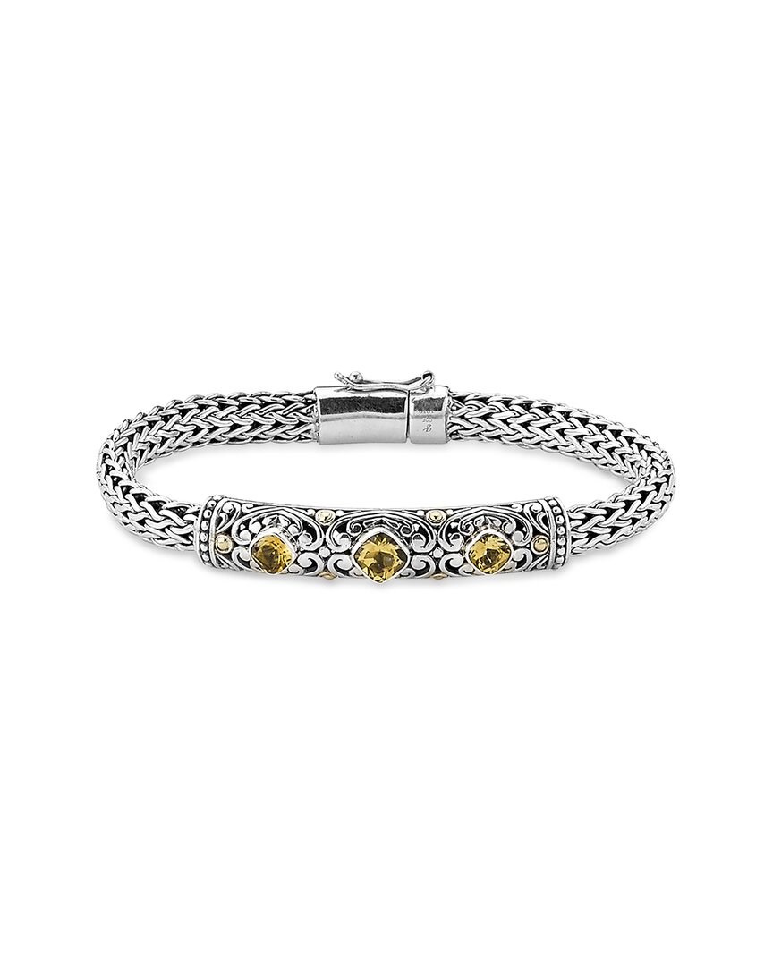 Samuel B. Silver & 18k 1.20 Ct. Tw. Citrine Bracelet In Silver
