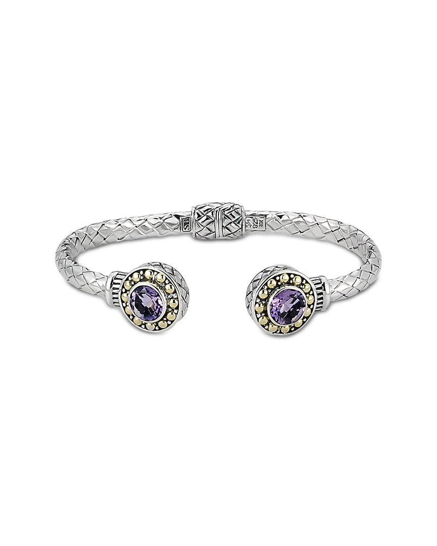 Samuel B. Silver & 18k 1.40 Ct. Tw. Amethyst Bracelet In Metallic