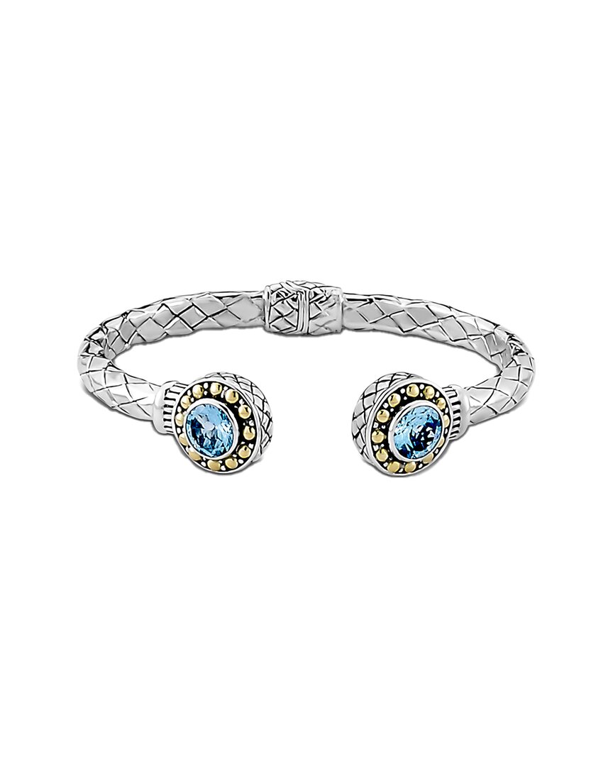 Samuel B. Silver & 18k 5.00 Ct. Tw. Blue Topaz Bracelet In Metallic