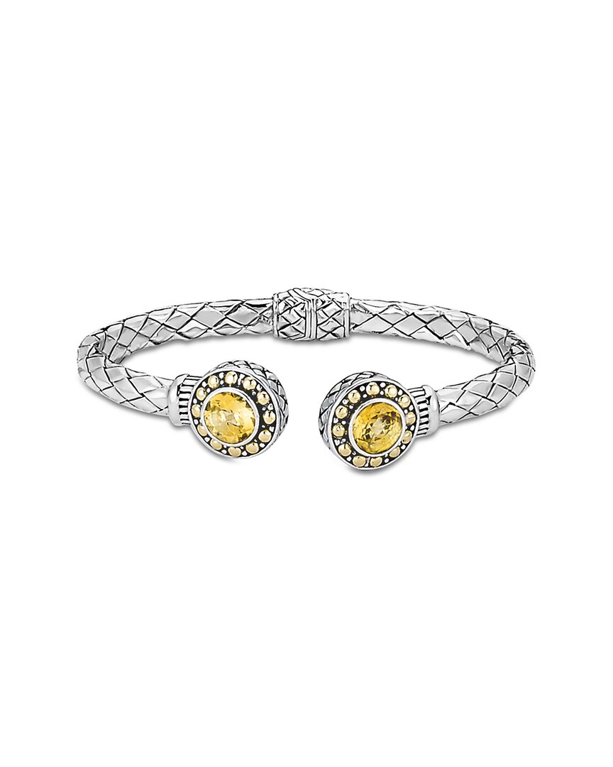 Samuel B. Silver & 18k 1.22 Ct. Tw. Citrine Bracelet In Metallic