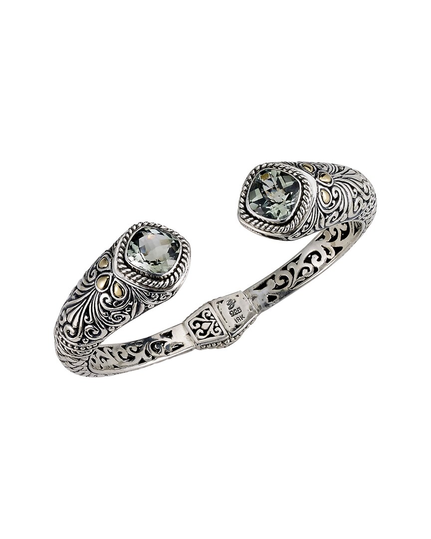 Samuel B. Silver & 18k 9.80 Ct. Tw. Blue Topaz Bracelet In Metallic