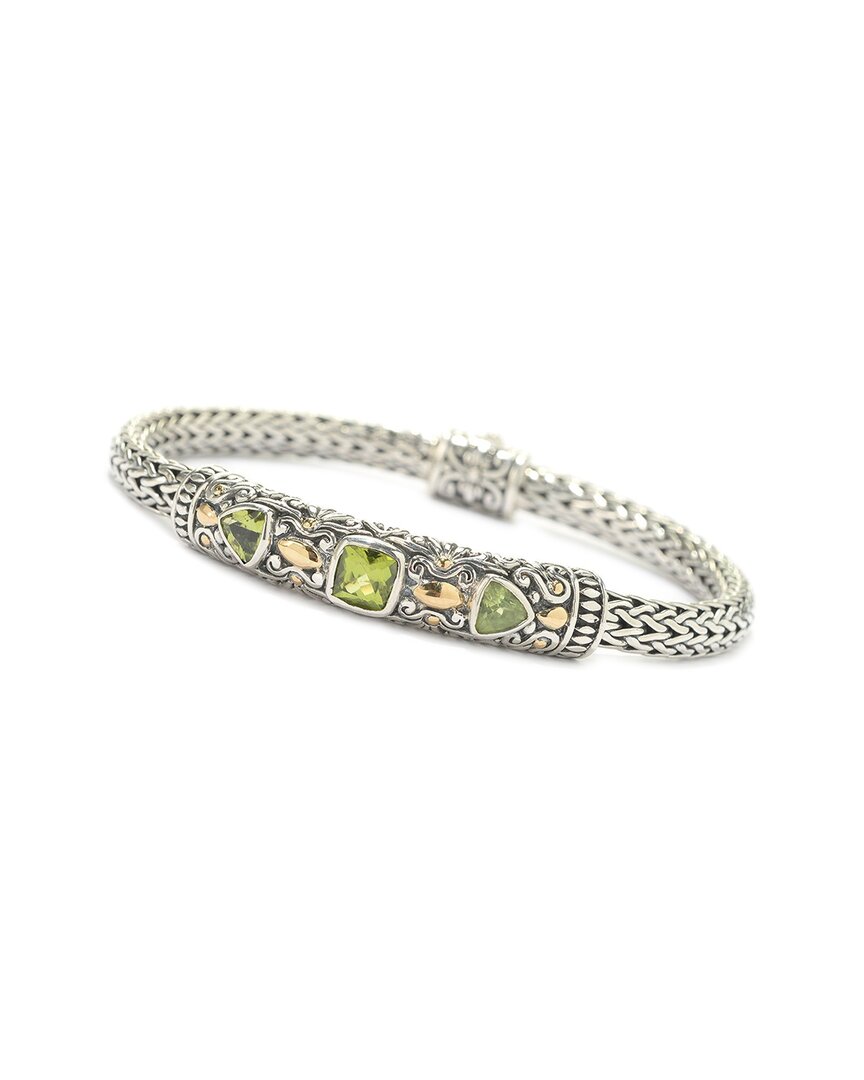 Samuel B. Silver & 18k 1.70 Ct. Tw. Peridot Bracelet In Metallic