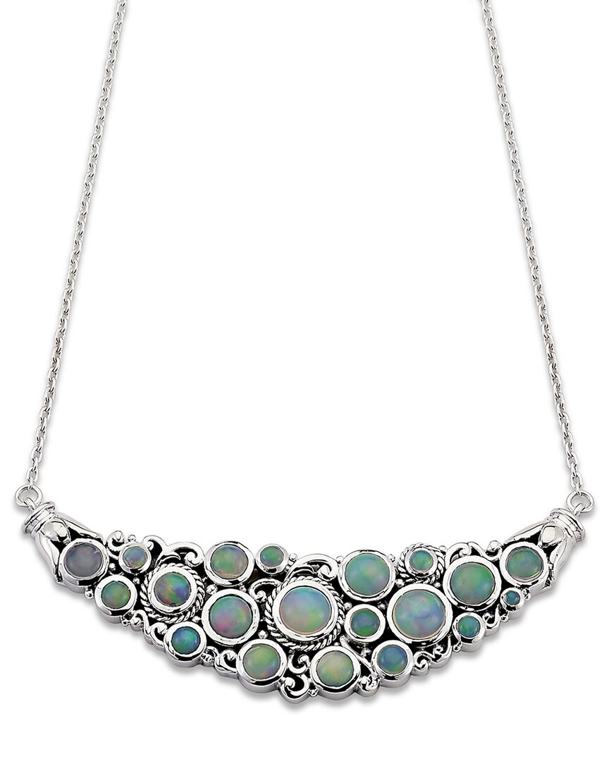 Samuel B. Silver 9.74 Ct. Tw. Opal Necklace In Green