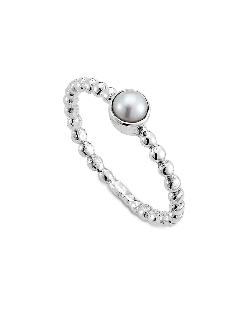 Samuel B. Ss Bead Design Mother Of Pearl Ring In Metallic