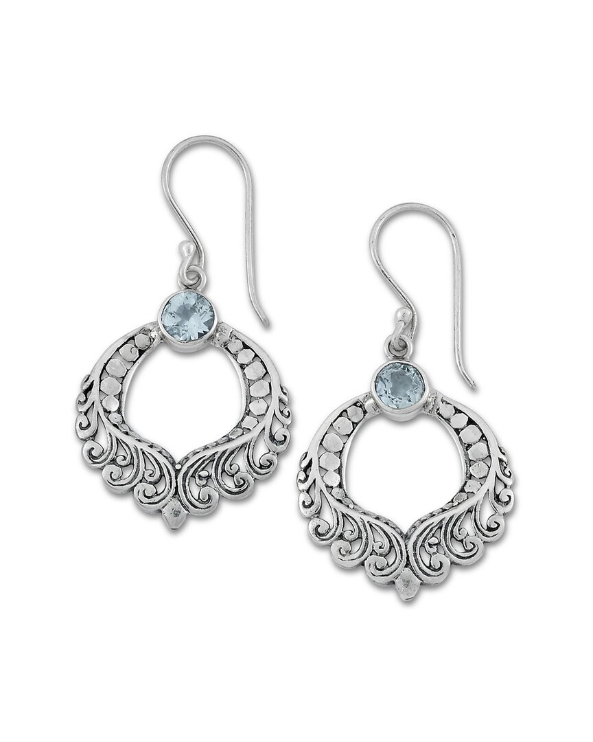 Samuel B. Ss Blue Topaz Open Filigree Design Earrings