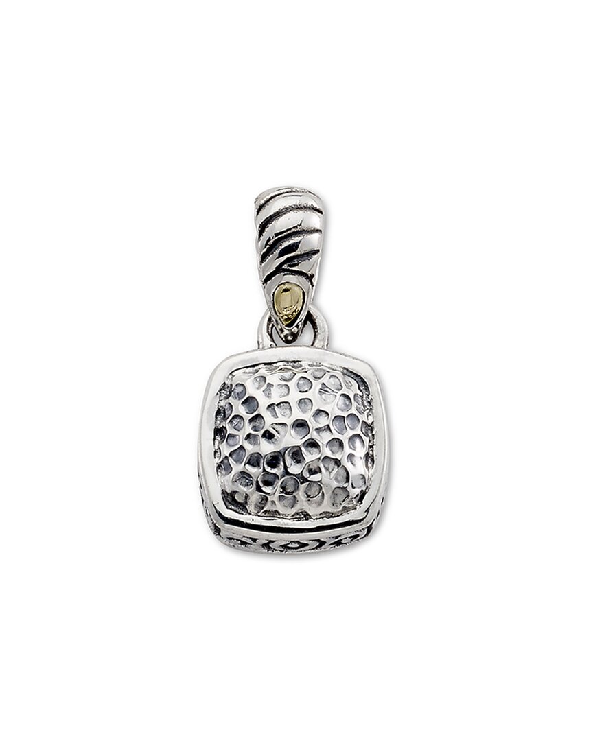 Samuel B. Ss/18k Cushion Shape Hammered Silver Pendant In Metallic