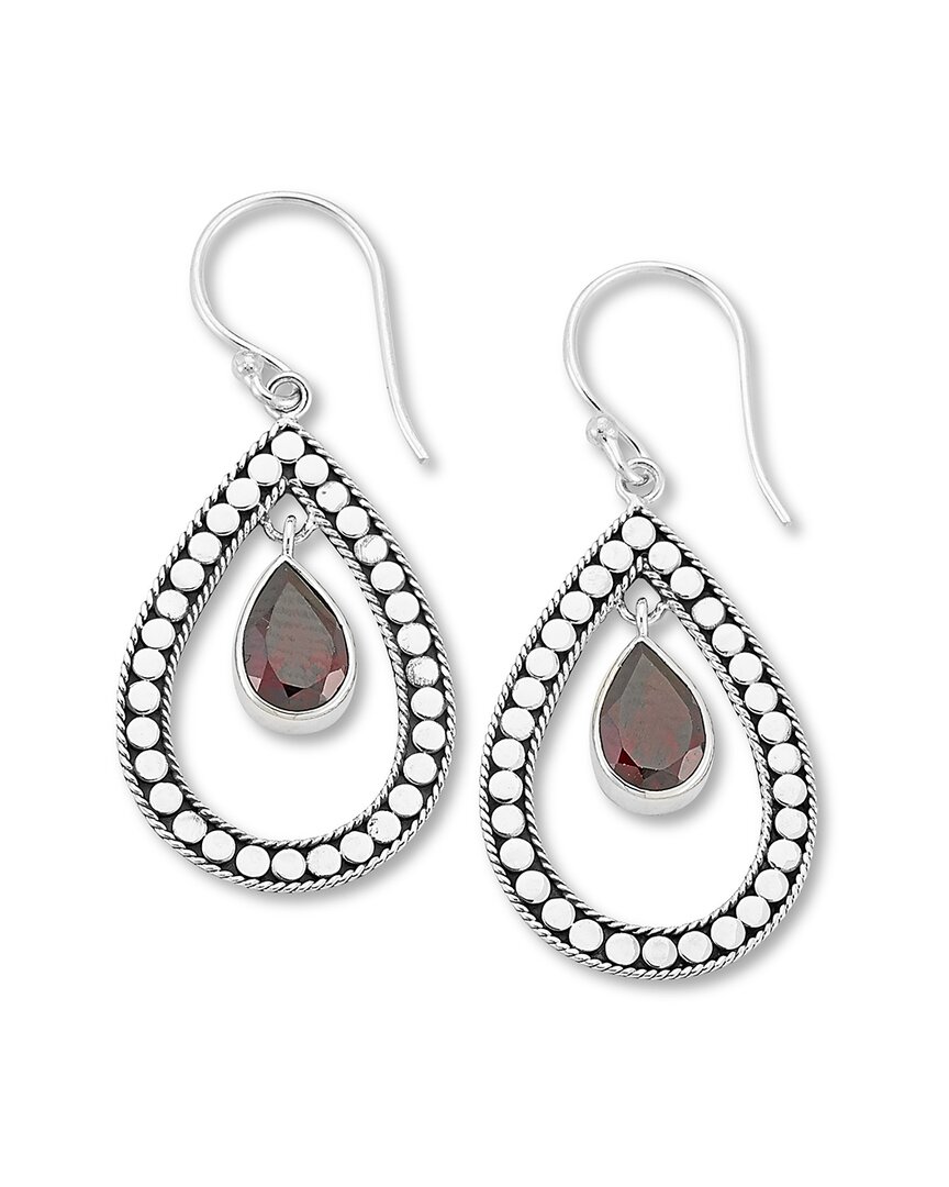 Samuel B. Ss Pear Shape Open Design Garnet Earrings
