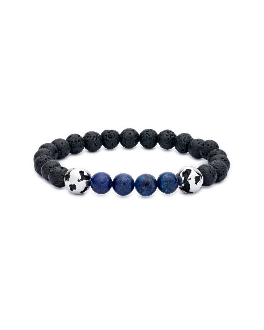 Samuel B. Ss Lava And Lapis Stretch Bracelet With Silver Bea In Multi