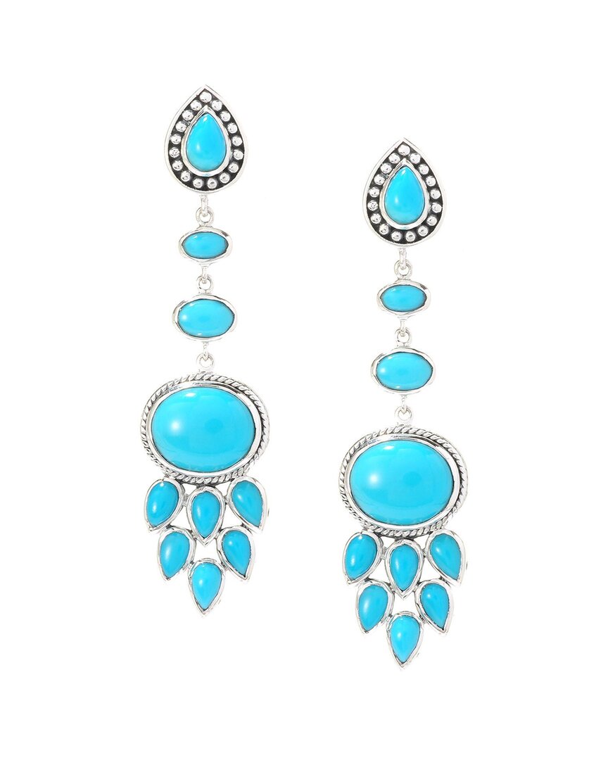 Samuel B. Silver 31.00 Ct. Tw. Sleeping Beauty Earrings In Blue