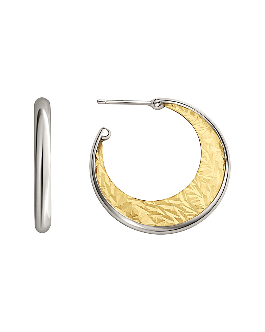 Italian Silver Gold & Rhodium Over Silver Earrings