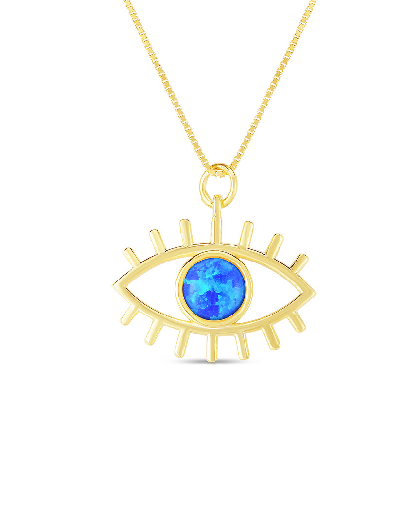 Sphera Milano 14k Over Silver Black Opal Evil Eye Necklace