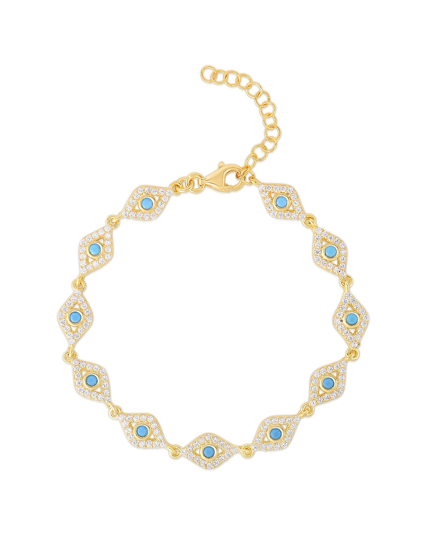 Sphera Milano 14k Over Silver Turquoise Cz Evil Eye Bracelet