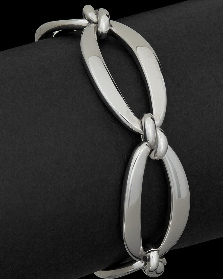 Italian Silver Fancy Oval Link Bracelet In Silver
