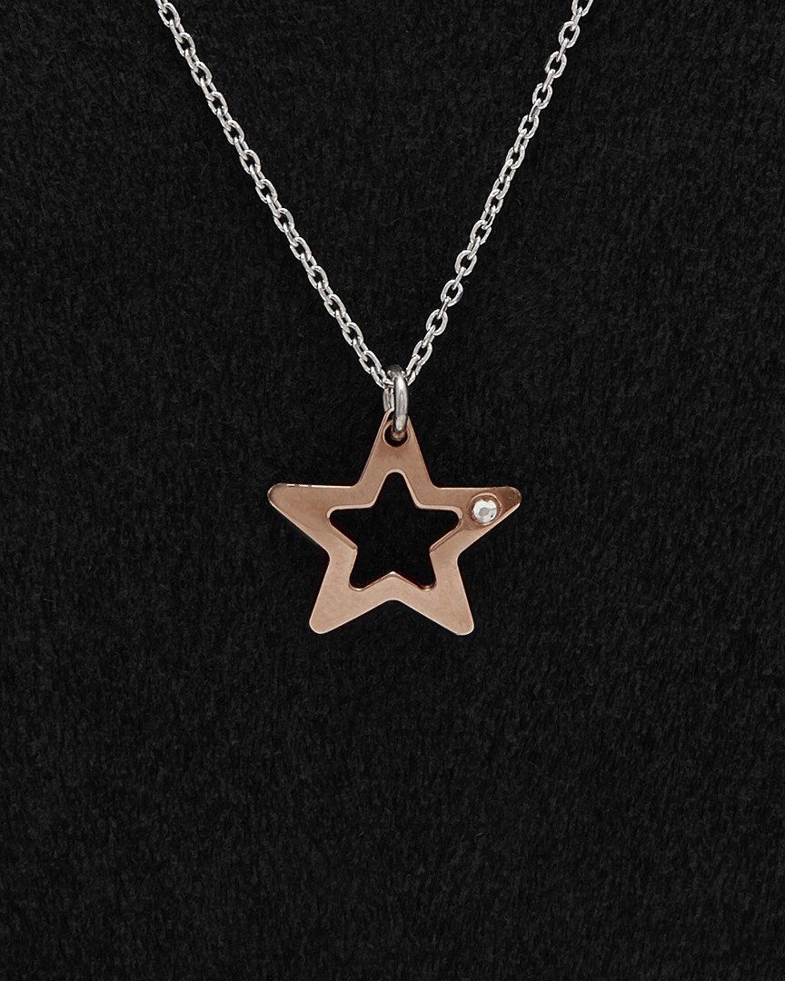 Italian Silver Italian Gold Over Silver Crystal Star Necklace