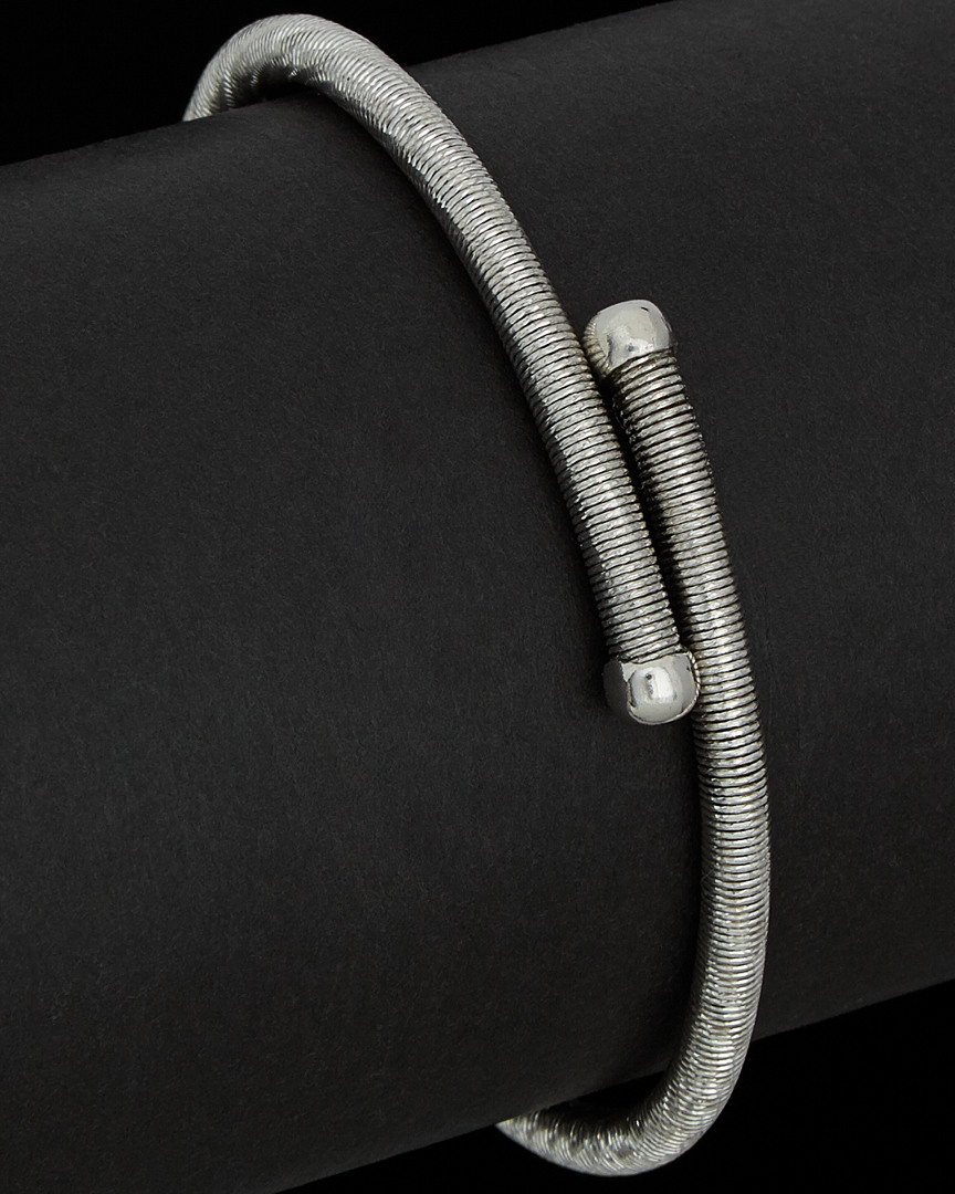 Italian Silver Rhodium Plated Adjustable Bangle Bracelet