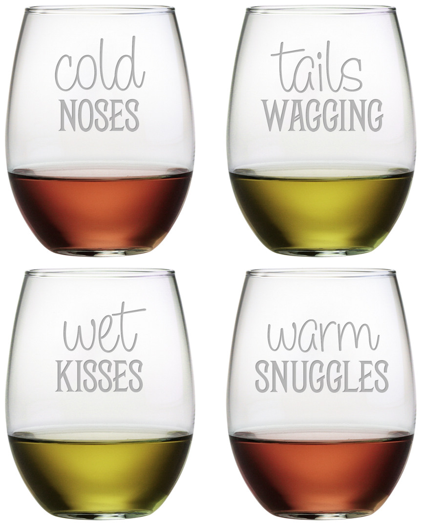 Susquehanna Set Of Four 21oz Cold Noses Assortment Stemless Wine Glasses