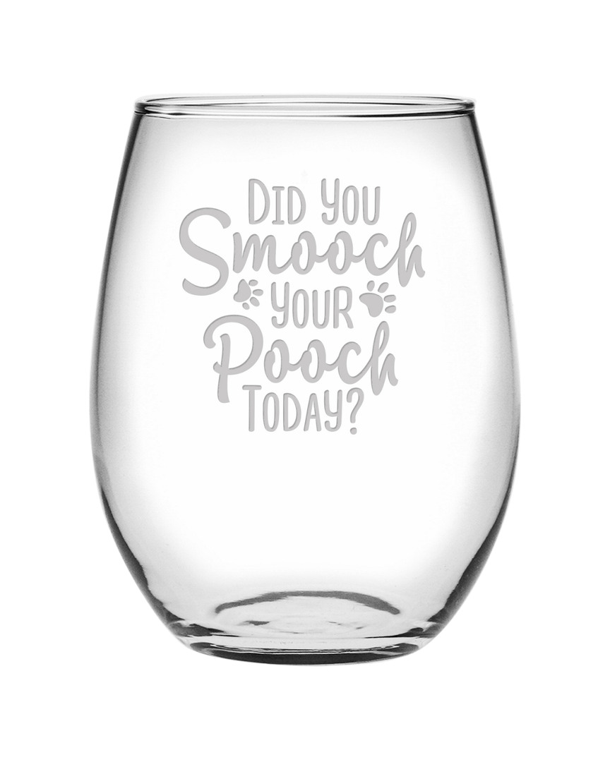 Susquehanna Set Of Four 21oz Smooch Your Pooch Stemless Wine Glasses