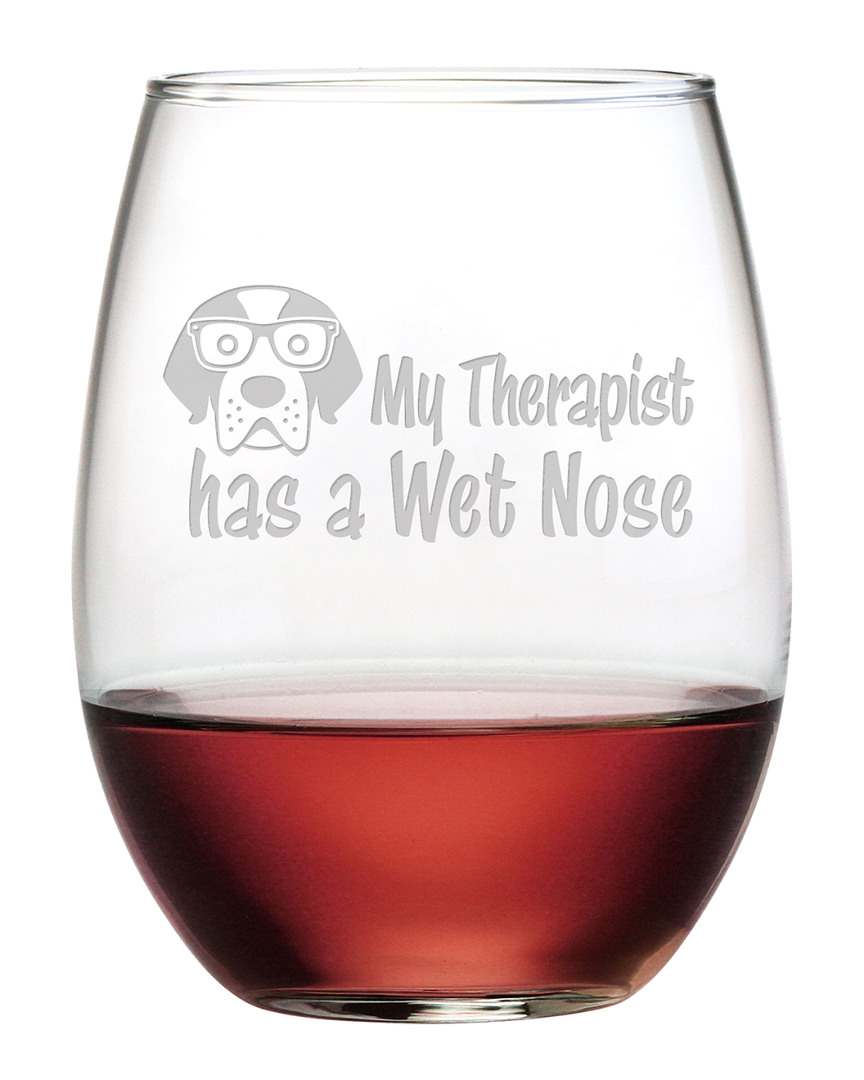 Susquehanna Glass Set Of 4 Therapist Has A Wet Nose Stemless Wine Tumblers