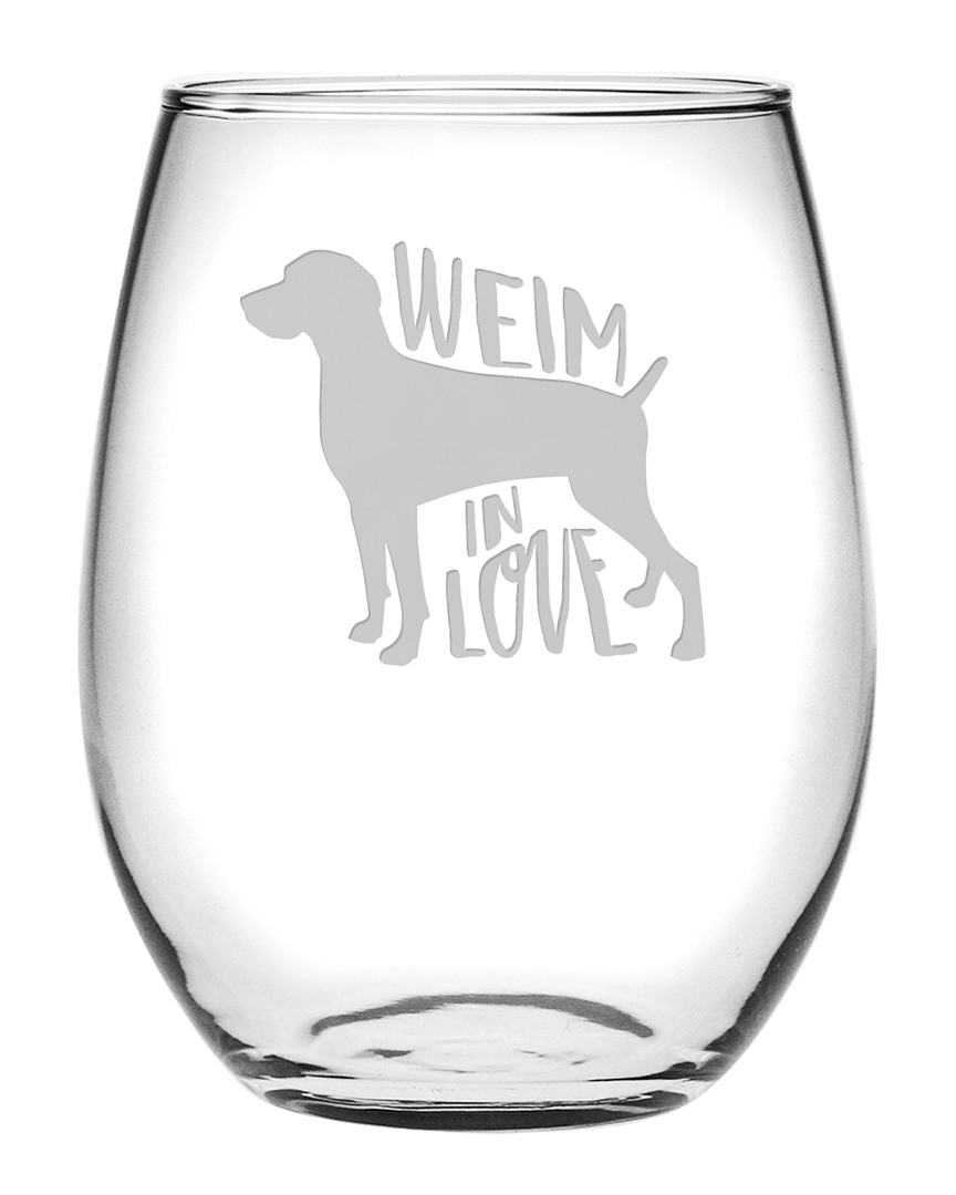 Susquehanna Glass 21oz Weim In Love Stemless Wine Set Of 4