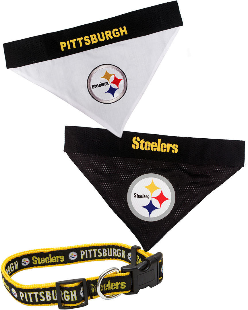 Pets First Pittsburgh Steelers Collar & Reversible Bandana