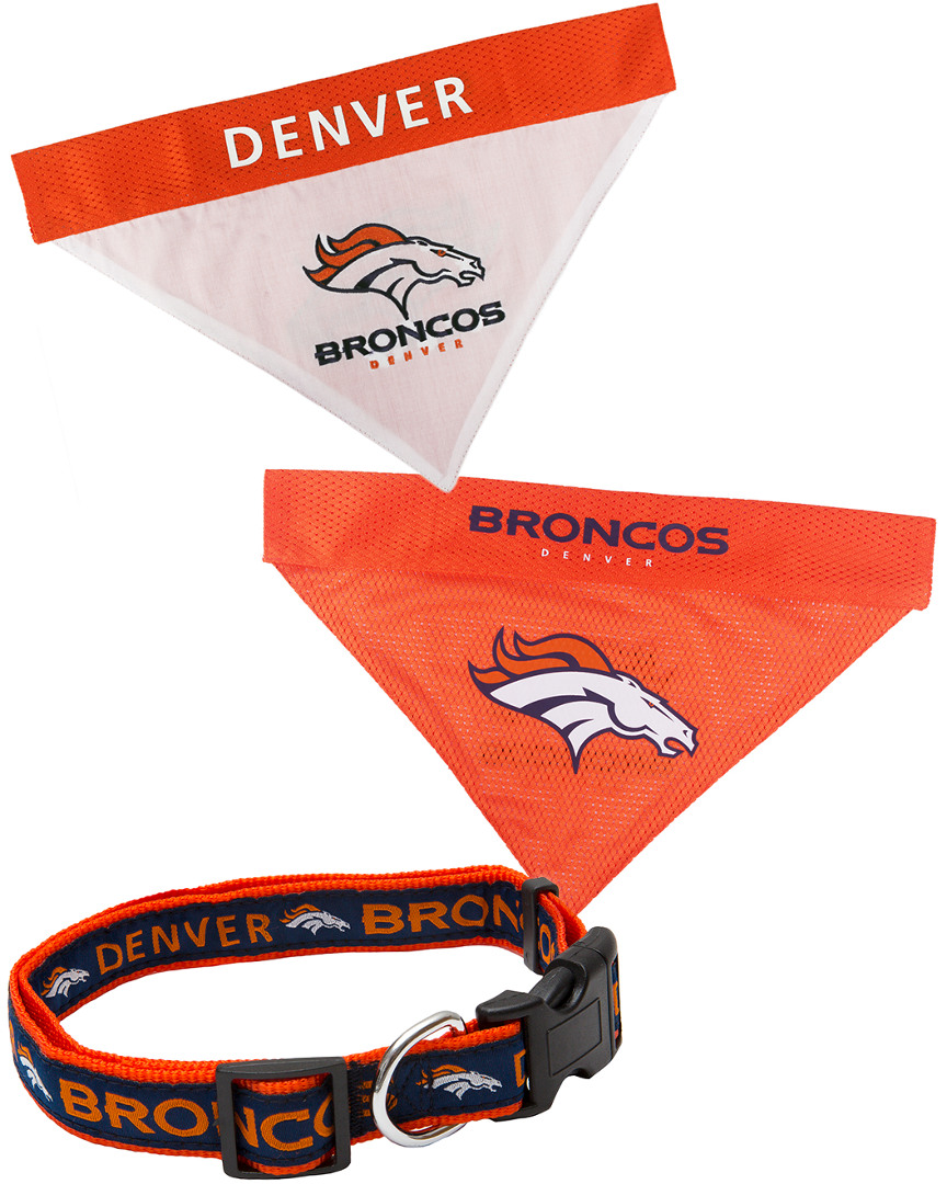 Pets First Denver Broncos Collar & Reversible Bandana