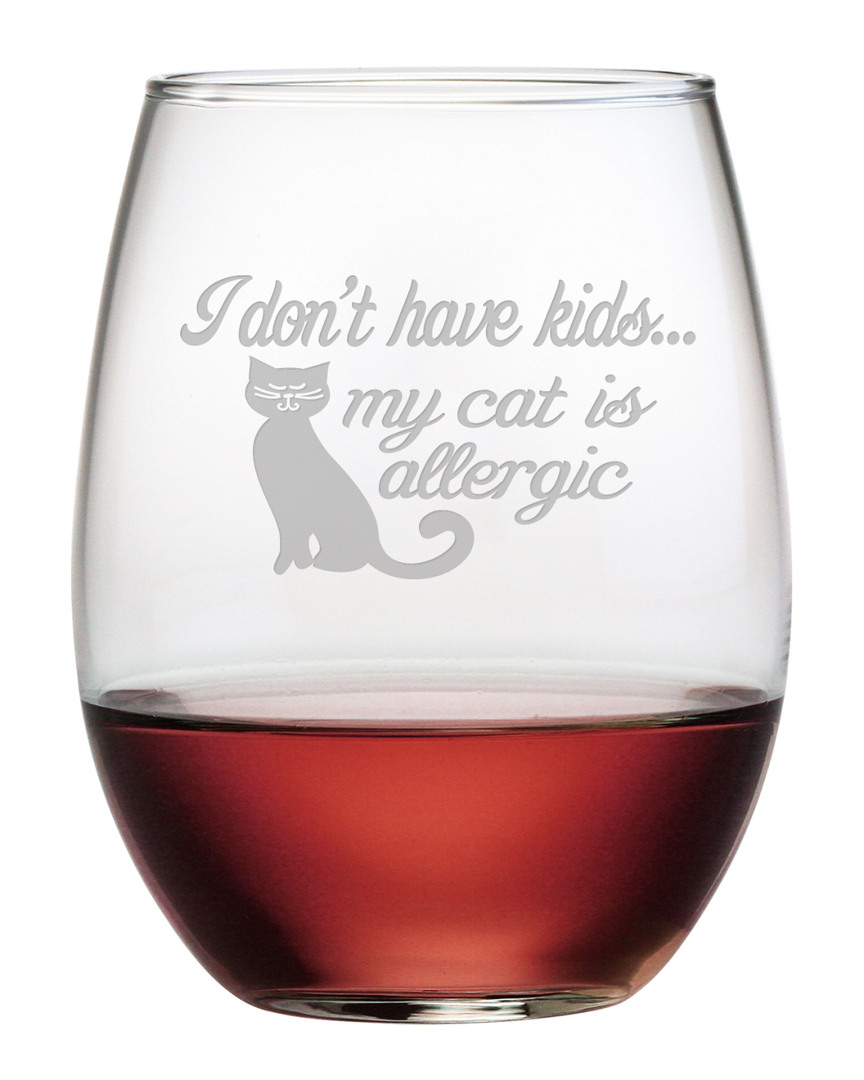 Susquehanna Glass Set Of Four Cat Is Allergic Stemless Glasses